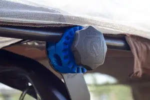 Reinforced fasteners of the awning of the garden swing