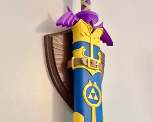 Legend of Zelda Master Sword and Scabbard Wall Mount Display (BOTW) (TOTK) (Full Scale)