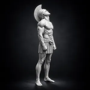 Spartan Warrior Statue STL | Ancient Greek Soldier Sculpture | Muscular Gladiator 3D Print Model