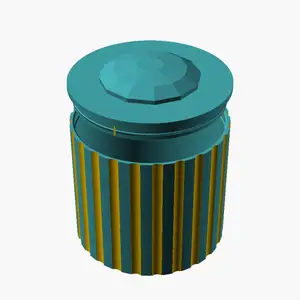 Q-tip Cup — Fluted Cylinder with Snap-Fit Lid