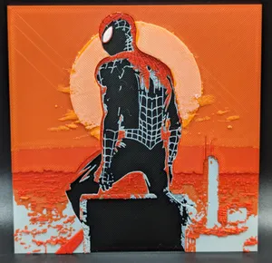 HueForge - Spider-Man Surveils at Sunset - 3D Art Plate