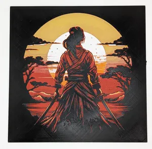 Female Samurai at Sunset - HueForge