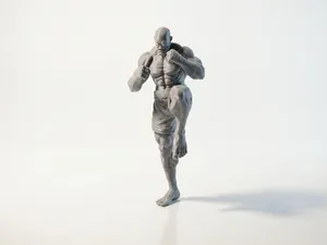 Ripped Fighter Figurine Female Action 3D Printable