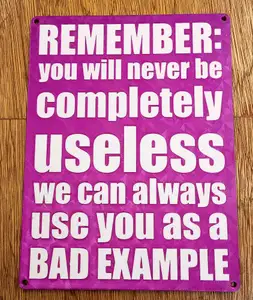 Funny Sign - Remember you will never be completely useless... - dual colour design