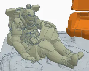 Gibraltar apex legend, posed sitting wounded