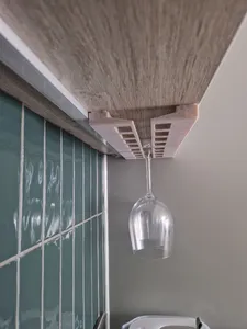 Screwless suspended undershelf wine glasses hook
