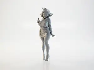 Busty Lady Cat Ears Anime Figurine 3D Printable