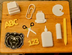 Several Teacher and Classroom Ornaments/Decorations (Books, Pencils, Glue, Scissors, etc.)