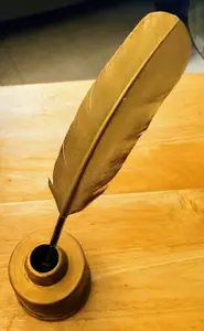 18th Century Brass Style Quill Pen Inkwell for Displaying Hamilton Musical Souvenir Pen