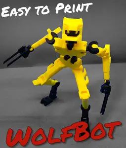 Easy to Print - Action Figure "Wolfbot" (Fully articulated, PLA Print)