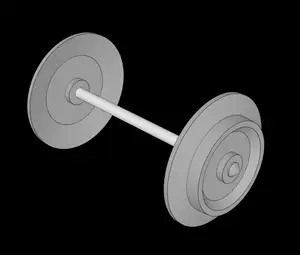 Lego Compatible (57877c01.dat) Axle 5 x 100 LDU with Two Train Wheels with Closed Centres