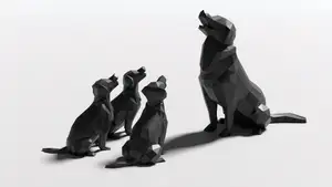 Low Poly Dog Family Set (Mother and Pups) (No Supports)