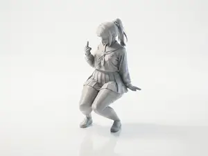 Anime Girl Crouching Figurine Female Figure 3D Printable