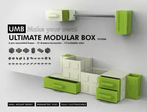 UMB - ULTIMATE MODULAR BOX SYSTEM! More than 30 parametric parts for you customize your storage