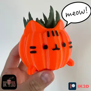 Pusheen Kitten Pumpkin Pot - No Supports