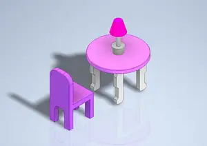Furniture for dolls - Chair,lamp,table