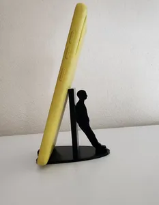 Phone stand of man leaning on wall