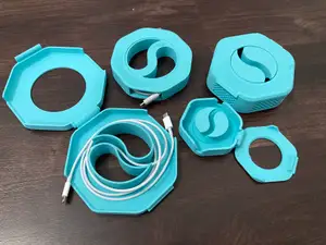 Strong hinge, easy latch, fast printing cable winder with parametric CAD. Print in place cable organizer or wire spool for pegboard