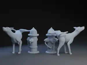 Doll House Fire Hydrant and Dog.
