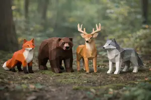 Abstract Minimal Animals – Forest Set (Low Poly, 4 Models)