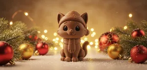 Cat in Winter Hat and Scarf Christmas Figurine