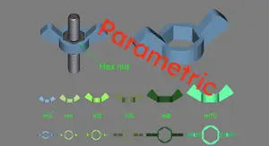 Parametric Hex Nut To Wing Nut