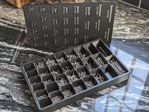 Small Screw Organizer with Sliding Lid and Labels