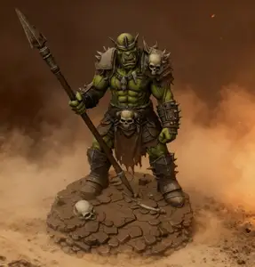Bloodbound Realms – Orc – Ironfang Spearman (Dark Fantasy 3D Printable Miniature STL)