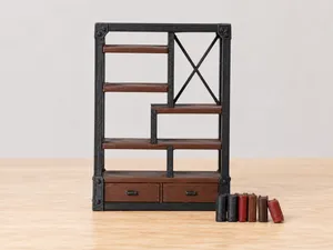 Puppenhaus Bücherregal mit Design-Details / Dollhouse Bookcase with Design Details