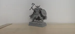 Viking Warrior with Axe and Round Shield