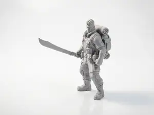 Machete Man Warrior Fantasy Figurine 3D Printable
