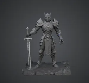 Armoured Knight Warrior Statue – Medieval Fantasy Knight with Sword