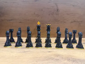 Gothic Skull Chess Set – Multicolor 3MF + Single-Color STL Files
