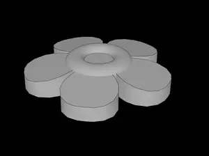 Lego Compatible (96483.dat) Plant Flower with 5 Rounded Petals with Pin