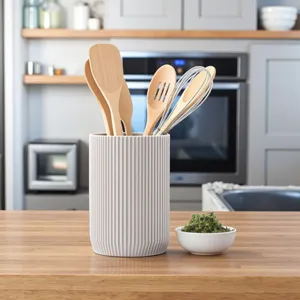 Modern ribbed kitchen utensil holder