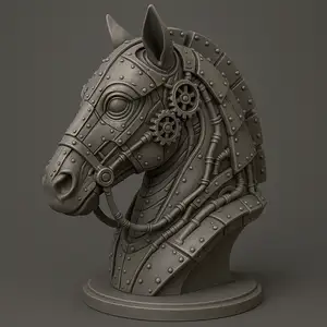 Steampunk Mechanical Horse Bust