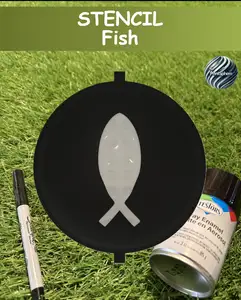 Golf - Golf Ball Stencil - Insert - Religion - Christian - Fish - Marker