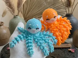 Flexi Fluffy Octopus - Articulated Toy, Keychain and Magnet