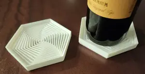 Stackable hex coaster for wine, champagne, large water bottles