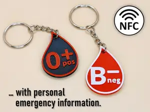 Blood Type Keychain with NFC Tag (v2)