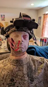 Soldier head corpse from animal or alien attack