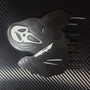 ghost face logo with knife