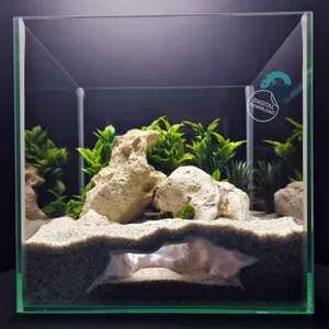 Aquarium & Reptile Natural Cave, Fish Shrimp Hollow Hideout, Terrarium Decor Shelter, Aquascape Organic Rocky Grotto