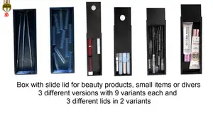 Box with slide lid for beauty products, small items or divers