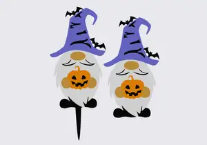 Halloween gnome with a pumpkin (plant/grass decoration) with or without pin (4 colors)
