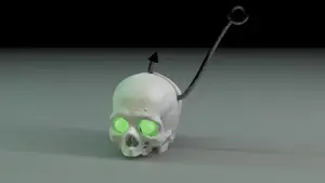 Halloween Skull With Meat Hook and Glow-In-The-Dark Eyes