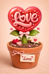 Cute Plant in a Pot Heart with Love