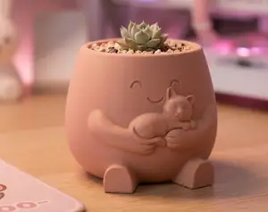 "Cleo" - Cute Cat Hug Planter Pot