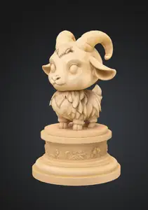 Cute goat on plinth