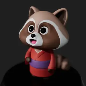 Pixar-style Japanese tanuki in kimono